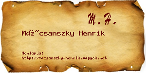 Mácsanszky Henrik névjegykártya